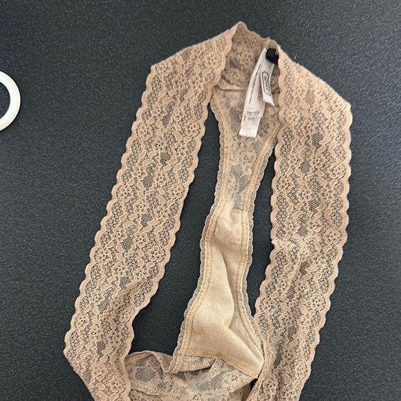 Lace Thong Panties in Tan - Picture 2 of 2